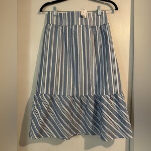 J. Crew Blue Gray Midi A-Line Tiered Skirt